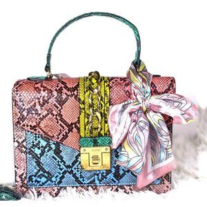 Aldo Glendaa Colorblock Snake Print Satchel Crossbody Bag NWT - Y2K Indie Sleaze